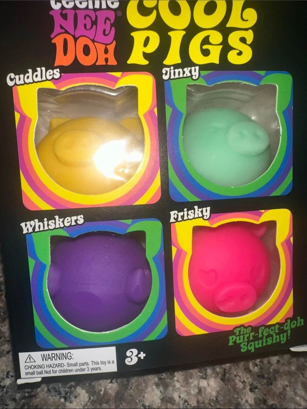 Teenie Needoh Cool Pigs Squishy Toy Set - Yellow, Mint, wPurple, Pink